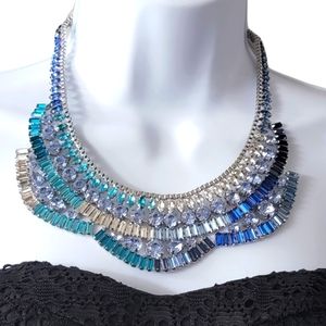 NWT Banana Republic, Teal blues, gorgeous, statement bling necklace, NWT